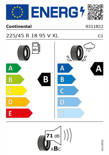 Kia Tyre Label - continental-0311822-225-45R18 