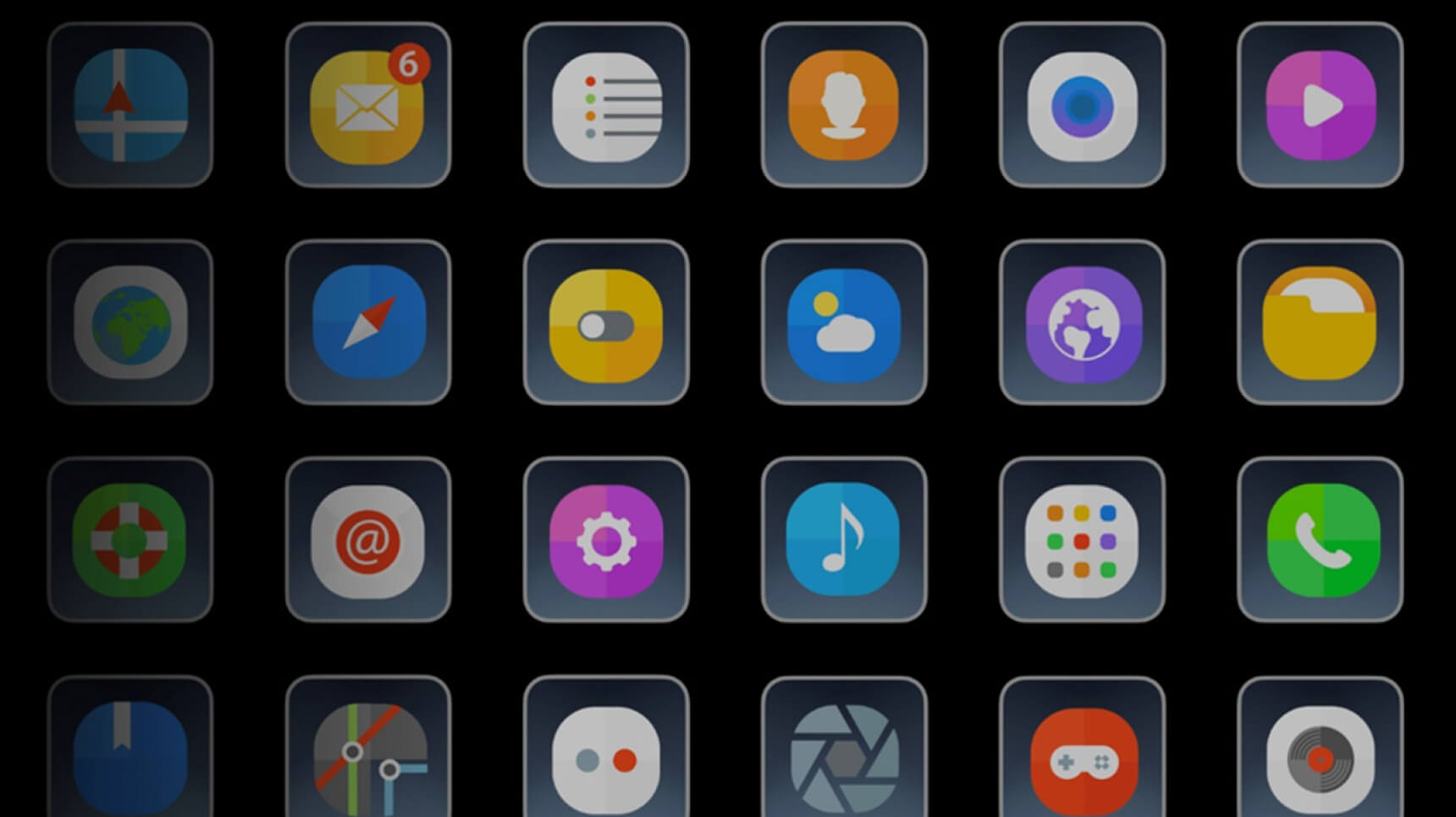 Grille d’icônes d’applications colorées représentant l’App Market Kia PBV