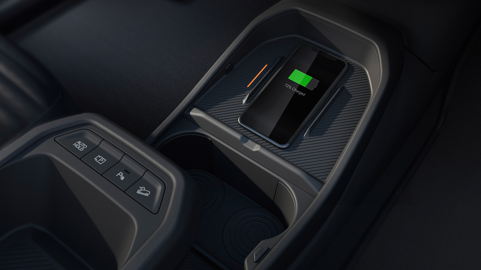 Chargeur smartphone sans fil et ports de charge rapide USB-C.
