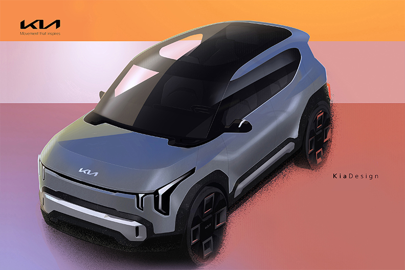 Konceptbilen Kia EV2 snett uppifrån