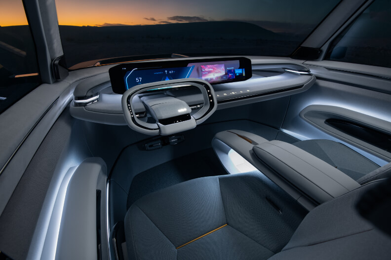 The steering wheel in the Kia EV9 Concept